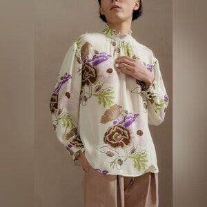 No.6 THOMAS TOP 100% SILK GEORGETTE LONG SLEEVE PISTACHIO 0